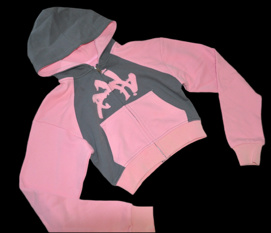 ‘AKA’ Basics Pink & Grey WMNS Zip-Up Cropped Jacket